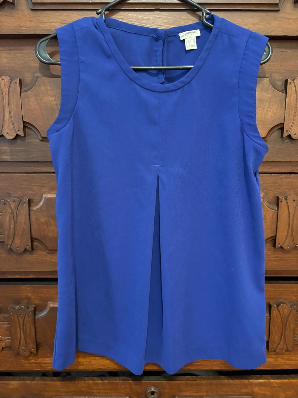 J. Crew Sleeveless Cerulean Pleat Front Women's Shell Top - Picture 2 of 4